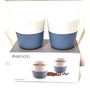 NEW PAIR of Eva Solo Tumblers Lungo Moonlight Blue coffee espresso tea cup mugs